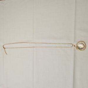 Anxiety/fidget spinner necklace, long faux gold chain with white pendant, NWOT